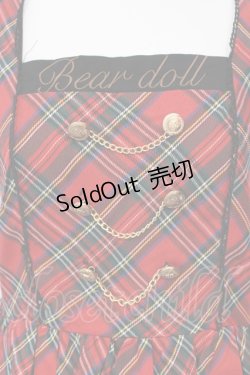 画像2: crossing rabbit / Bear dollチェックジャンパースカート  アカ O-25-06-19-008-LO-OP-OW-OS