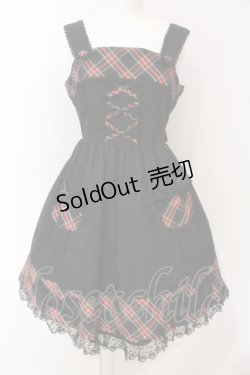 画像1: Angelic Pretty / ツイル×タータンジャンパースカート  クロ×アカ O-25-06-19-086-AP-OP-IG-OS