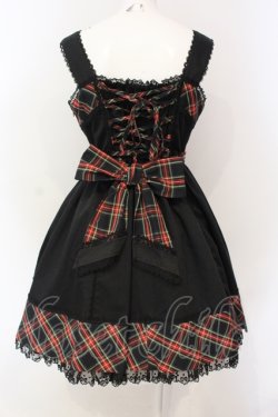 画像4: Angelic Pretty / ツイル×タータンジャンパースカート  クロ×アカ O-25-06-19-086-AP-OP-IG-OS