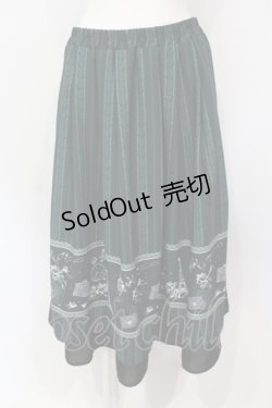 画像1: axes femme / パリトラベルパネル柄スカート M グリーン O-25-06-19-089-AX-SK-OW-OS