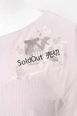 画像2: axes femme / 鳥×バラ刺繍リブPO M ピンク O-25-06-19-093-AX-TO-OW-OS