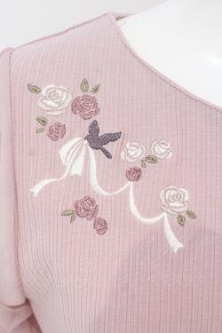 画像3: axes femme / 鳥×バラ刺繍リブPO M ピンク O-25-06-19-093-AX-TO-OW-OS