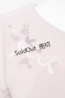 画像3: axes femme / 鳥×バラ刺繍リブPO M ピンク O-25-06-19-093-AX-TO-OW-OS