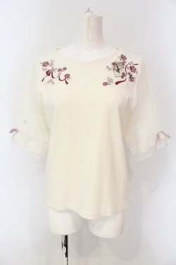 画像1: axes femme / 鳥×バラ刺繍リブPO M キナリ O-25-06-19-094-AX-TO-OW-OS