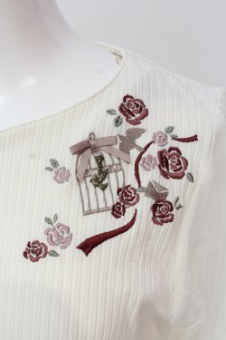 画像2: axes femme / 鳥×バラ刺繍リブPO M キナリ O-25-06-19-094-AX-TO-OW-OS