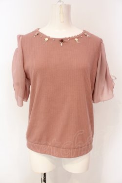 画像1: axes femme / ドロストフレア袖巻きバラプルオーバー M ピンク O-25-06-19-095-AX-TO-OW-OS