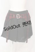 DARRDY / ガーターベルト付きプリーツミニスカパン F ブラック×レッド O-25-06-19-099-PU-SK-OW-OS