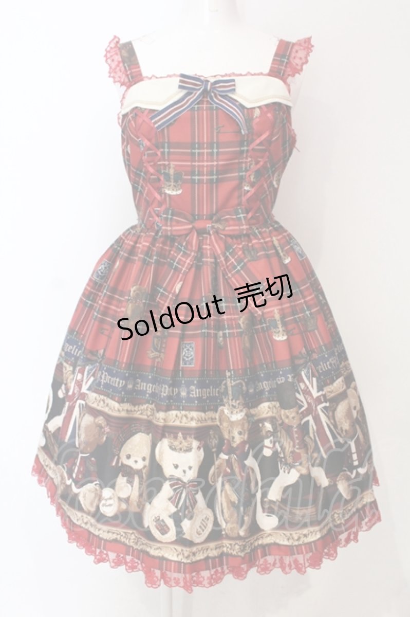 画像1: Angelic Pretty / British Bearジャンパースカートセット ジャンパースカート単品  アカ O-25-06-19-013-AP-OP-IG-OS (1)