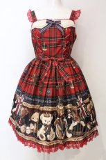 画像1: Angelic Pretty / British Bearジャンパースカートセット ジャンパースカート単品  アカ O-25-06-19-013-AP-OP-IG-OS (1)