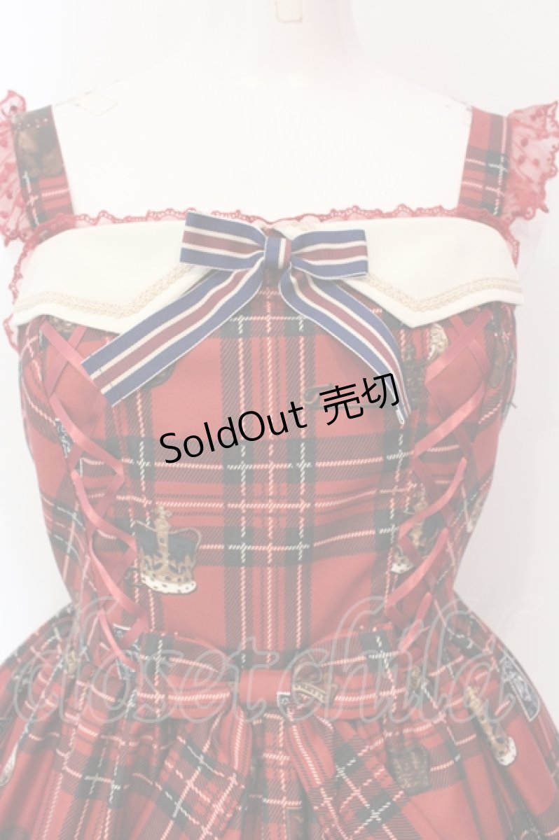 画像2: Angelic Pretty / British Bearジャンパースカートセット ジャンパースカート単品  アカ O-25-06-19-013-AP-OP-IG-OS (2)