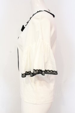 画像2: MILK / フリルスリーブトップス  シロ×クロ O-25-06-19-018-ML-TO-OW-OS