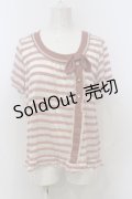 axes femme / ボーダーレース風トップス M ピンクベージュ O-25-06-21-040-AX-TO-IG-OS