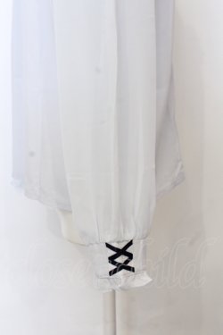 画像3: axes femme / ブローチ付きスタンドブラウス L サックス O-25-06-21-049-AX-BL-IG-OS