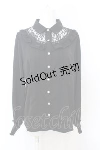 axes femme / デコルテレース切替ブラウス L くろ O-25-06-21-052-AX-BL-IG-OS