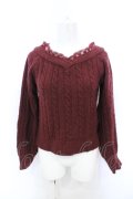 axes femme / ケーブル編みニット M ワイン O-25-06-21-064-AX-TO-IG-OS