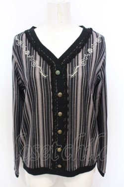 画像1: axes femme / 刺繍入レジメカーデ風プルオーバー  クロ×グレー O-25-06-21-065-AX-TO-IG-OS
