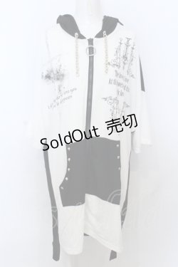 画像1: SEX POT ReVeNGe / シャンデリアプリントバイカラーパーカー  ホワイト×ブラック O-25-06-21-069-SP-TO-IG-OS