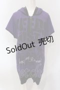 SEX POT ReVeNGe / 英字プリントフードカットワンピース M パープル×ブラック O-25-06-21-076-SP-OP-IG-OS