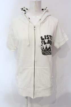 画像1: LISTEN FLAVOR / キャンディプリント半袖パーカー  ホワイト×ブラック O-25-06-21-077-PU-TO-IG-OS