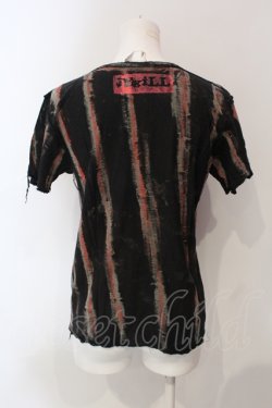 画像3: GOTH PUNK他 / パッチペイントカットオフガーゼTシャツ  チャコール×レッド系 O-25-06-21-086-PU-TS-IG-OS