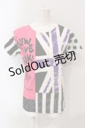 SUPER LOVERS / ユニオンジャックプリントTシャツ  ブラック×ホワイト O-25-06-21-087-PU-TS-IG-OS
