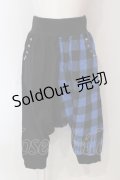 SUPER LOVERS / ギンガム切り替えサルエルパンツ  ブラック×ブルー O-25-06-21-103-PU-PA-IG-OS