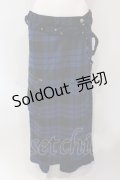 SEX POT ReVeNGe / 巻きスカート風チェックサルエルワイドパンツ  ブルー×ブラック O-25-06-21-107-SP-PA-IG-ZT062