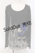 Deorart / フロッキーローズカットソー L ブルー×ブラック O-25-06-21-019-PU-TO-IG-OS
