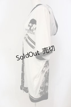 画像2: SEX POT ReVeNGe / スカル刺繍カットフードカーディガン L ホワイト×ブラック O-25-06-21-121-SP-TO-IG-OS