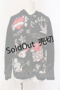 HELL CAT PUNKS / アイコンプリントパーカー L ブラック O-25-06-21-125-PU-TO-IG-ZY