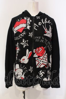 画像1: HELL CAT PUNKS / アイコンプリントパーカー L ブラック O-25-06-21-125-PU-TO-IG-OS