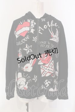 画像1: HELL CAT PUNKS / アイコンプリントパーカー L ブラック O-25-06-21-125-PU-TO-IG-ZY