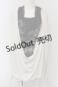SEX POT ReVeNGe / プリントドレープカットパーカー M ホワイト×ブラック O-25-06-21-129-SP-TO-IG-OS