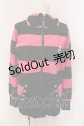 SUPER LOVERS / ボーダースタッズパーカー  ブラック×ピンク O-25-06-21-133-PU-TO-IG-OS