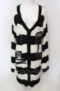Deorart / パッチ付きボーダーダメージカーディガン L ブラック×ホワイト O-25-06-21-136-PU-TO-IG-OS