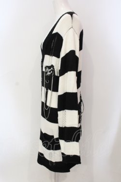画像2: Deorart / パッチ付きボーダーダメージカーディガン L ブラック×ホワイト O-25-06-21-136-PU-TO-IG-OS