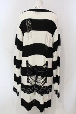 画像3: Deorart / パッチ付きボーダーダメージカーディガン L ブラック×ホワイト O-25-06-21-136-PU-TO-IG-OS