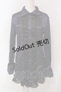 SEX POT ReVeNGe / 裾フリルストライプブラウス  パープル×ブラック O-25-06-21-137-SP-BL-IG-OS