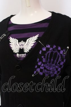 画像2: Deorart / ボーダーTシャツ カーディガンセット L ×パープル O-25-06-21-140-PU-TO-IG-OS