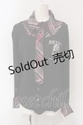 SEX POT ReVeNGe / チェックシャツレイヤード風カットソー M ブラック×ピンク O-25-06-21-141-SP-TO-IG-OS