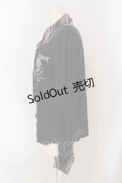 画像2: SEX POT ReVeNGe / チェックシャツレイヤード風カットソー M ブラック×ピンク O-25-06-21-141-SP-TO-IG-OS