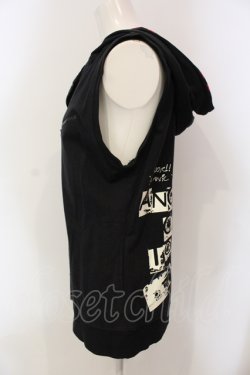 画像2: HELL CAT PUNKS / ライダースフードカットベスト  ブラック×ピンク O-25-06-21-142-PU-TO-IG-OS