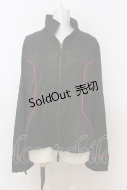画像1: Qutie Frash / サイバーZIPカーデ  ブラック×レッド O-25-06-21-018-QU-TO-OW-ZI