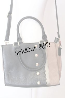 画像1: axes femme / スカラップデザインバッグ  クロ×ベージュ O-25-06-22-052-AX-BG-OW-ZT308