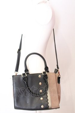 画像2: axes femme / スカラップデザインバッグ  クロ×ベージュ O-25-06-22-052-AX-BG-OW-OS
