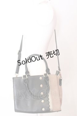 画像2: axes femme / スカラップデザインバッグ  クロ×ベージュ O-25-06-22-052-AX-BG-OW-ZT308