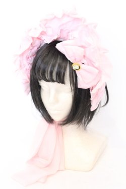 画像1: metamorphose / エッグアートハーフボンネット（ケミカルレース）  ピンク O-25-06-22-008-ME-AC-IG-OS