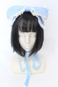 metamorphose / 無地レース付きリボンヘッドドレス  サックス O-25-06-22-011-ME-AC-IG-OS