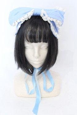 画像1: metamorphose / 無地レース付きリボンヘッドドレス  サックス O-25-06-22-011-ME-AC-IG-OS