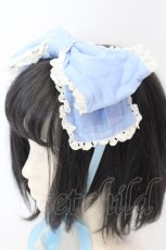 画像2: metamorphose / 無地レース付きリボンヘッドドレス  サックス O-25-06-22-011-ME-AC-IG-ZT012-F003 (2)
